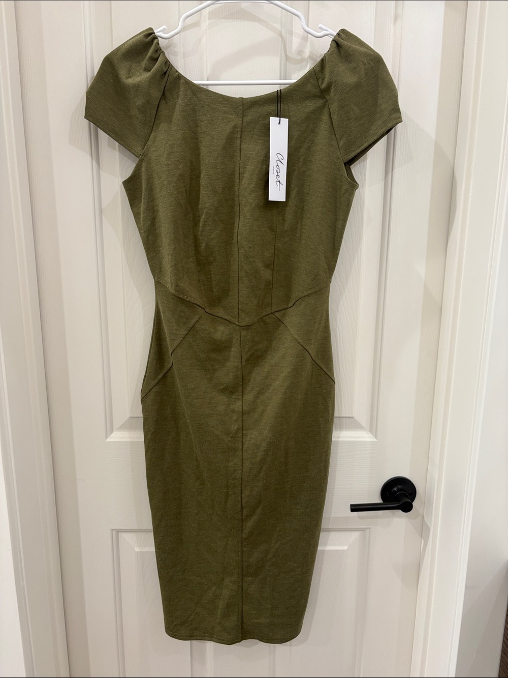 Closet London Olive Green Sheath Pencil Dress US 6 / UK 10